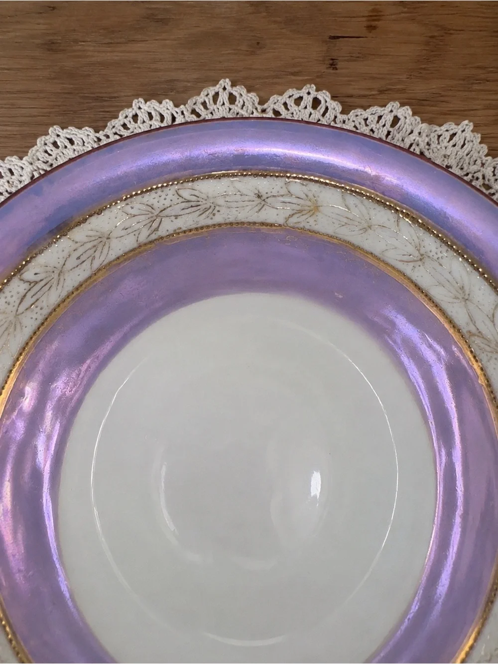 Vintage Noritake M Wreath Hand Painted Purple Luster Footed Bowl Japan